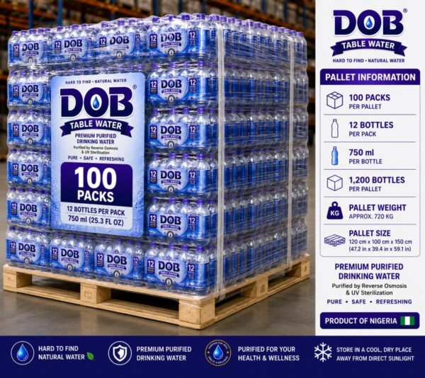 DOB Table Water – 100 Pack Pallet